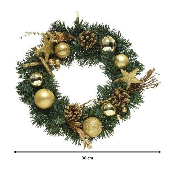 Deco wreath glitter bauble, stars, cinnamon indoordia30.00-H8.00cm
