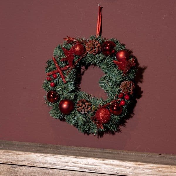 Wreath glitter bauble, stars, cinnamon indoor dia30.00-H8.00cm