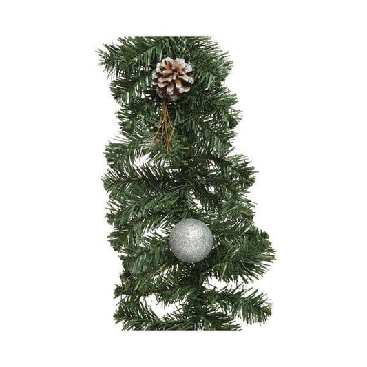 Deco garland glitter bauble, stars, cinnamon indoor green/silver dia23.00-L180.00cm