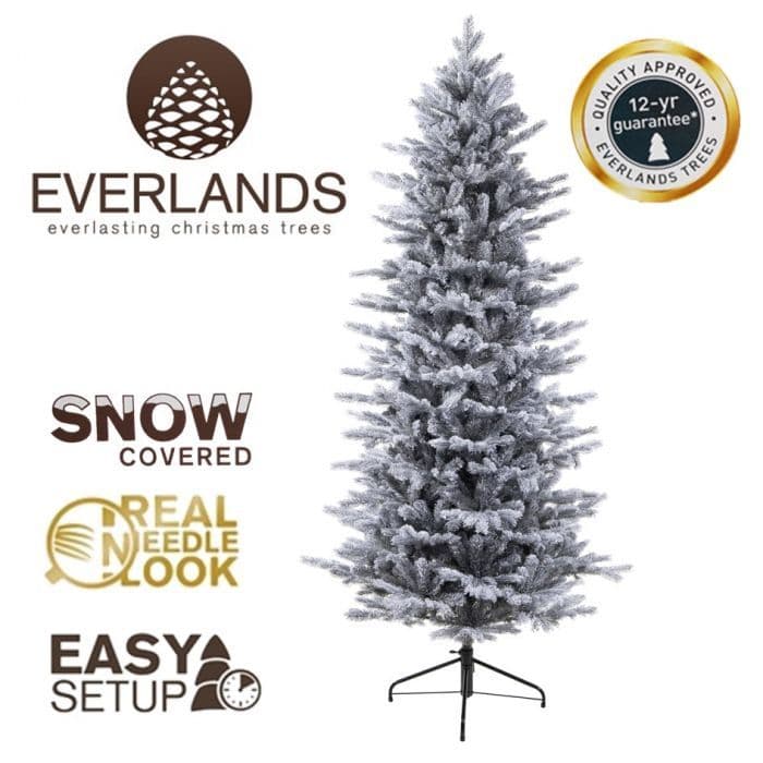 Frosted Grandis Slim Fir Artificial Christmas Tree 6Ft (180cm)