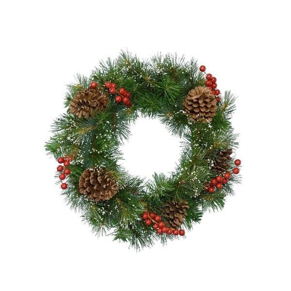 Ipswich wreath snowy berries, pinecones indoor dia50.00-H15.00cm