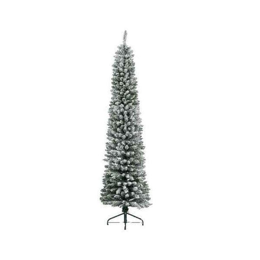 Snowy Pencil Pine Artificial Christmas Tree 7ft (210cm)