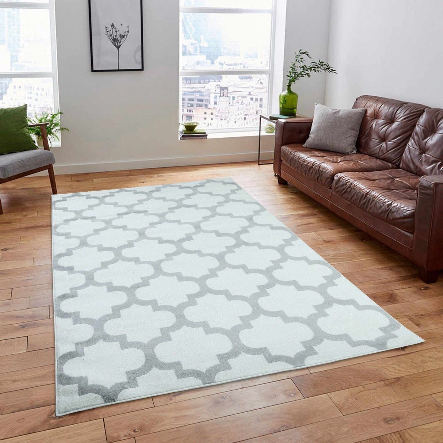 Trendy Pro White & Silver Area Rug