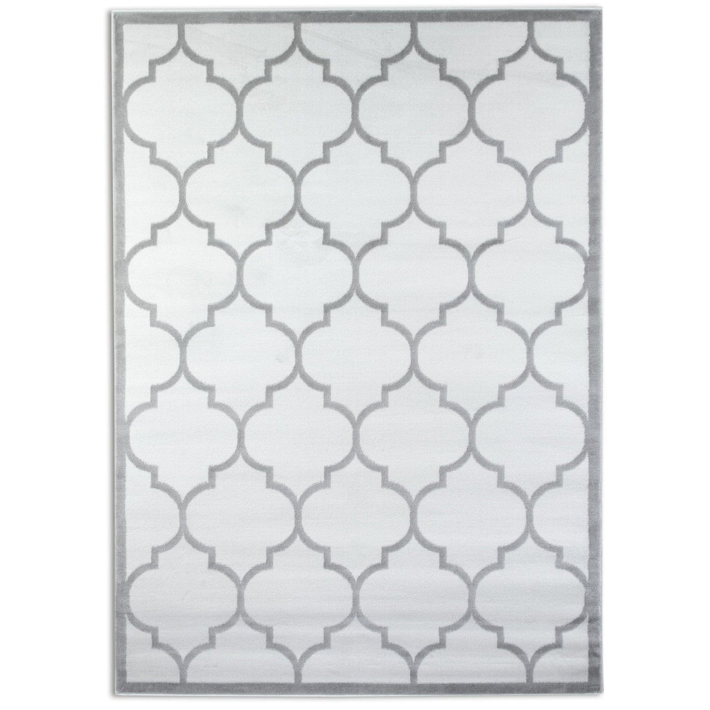 Trendy White & Silver Area Rug