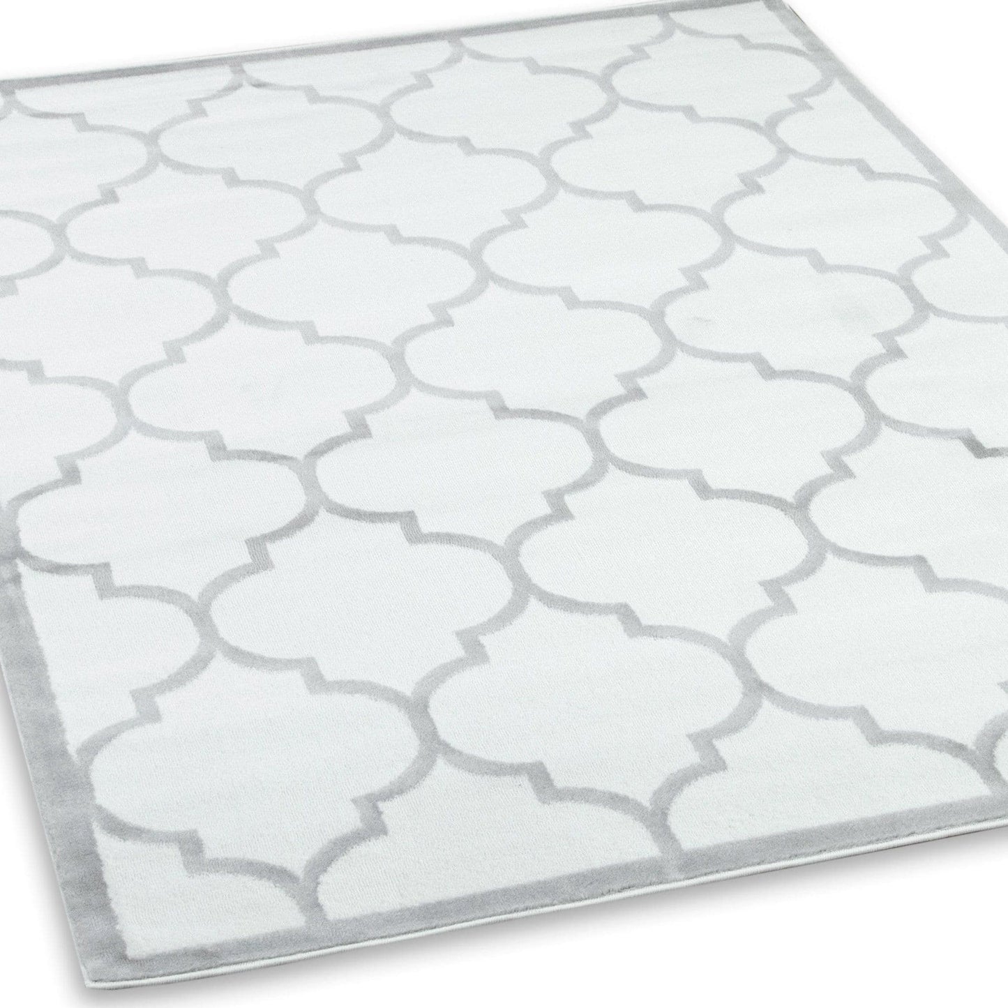 Trendy White & Silver Area Rug