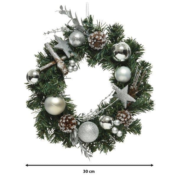 Wreath glitter bauble, stars, cinnamon indoor dia30.00-H8.00cm