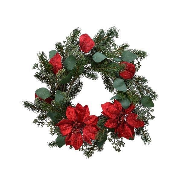 Wreath poinsettia pe glitter poinsettia 40.00-H10.00cm